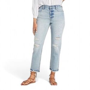 Old Navy Button Fly Released Hem High Waist Slouchy‎ Straight Jean women's 8